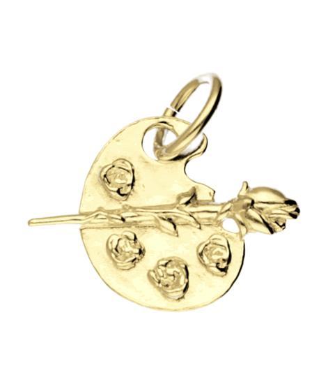 Gouden Schilderspalet met kwast en roos klein kettinghanger, Sieraden, Tassen en Uiterlijk, Kettinghangers, Verzenden