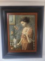 Zacarias González (1963) - Mujer con rosa, Antiek en Kunst, Kunst | Schilderijen | Klassiek