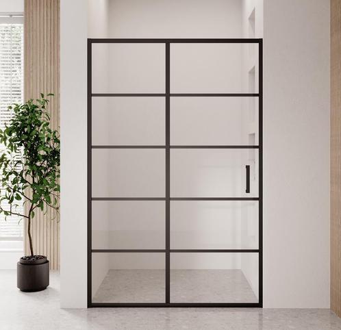 Douchewand Calgary 100 x 190 cm - Met Lijnen - Zwart, Doe-het-zelf en Verbouw, Sanitair, Nieuw, Douche, Verzenden