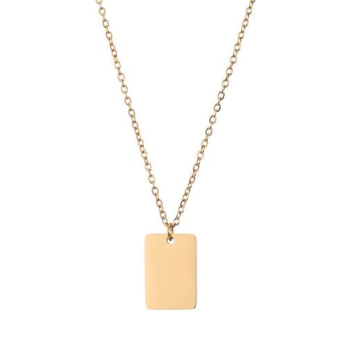 Graveerbare roestvrij stalen goud kleurige ketting met recht, Sieraden, Tassen en Uiterlijk, Kettingen, Nieuw, Verzenden