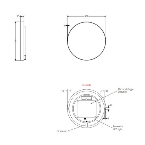 Spiegel Ink SP17 Rond Colour Changing LED Rondom 40 x 4 x 40, Doe-het-zelf en Verbouw, Sanitair, Ophalen of Verzenden