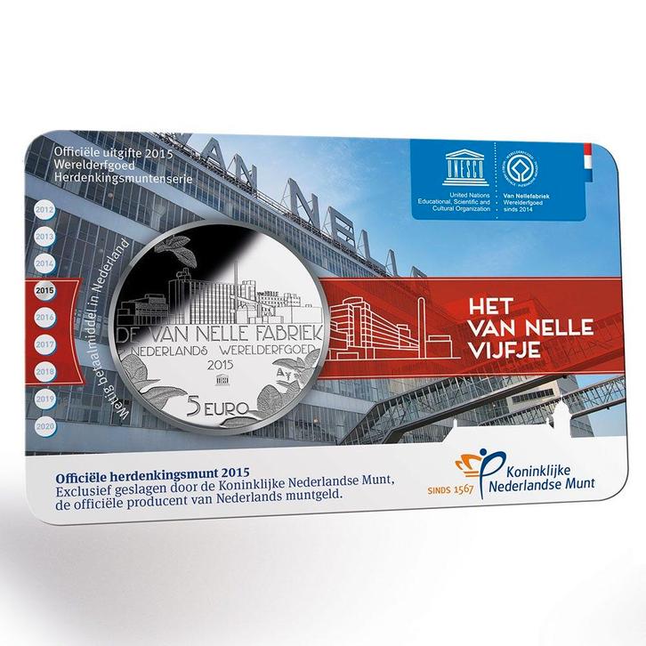 5 Euro 2015 Van Nelle UNC Coincard, Postzegels en Munten, Munten | Nederland, Verzenden