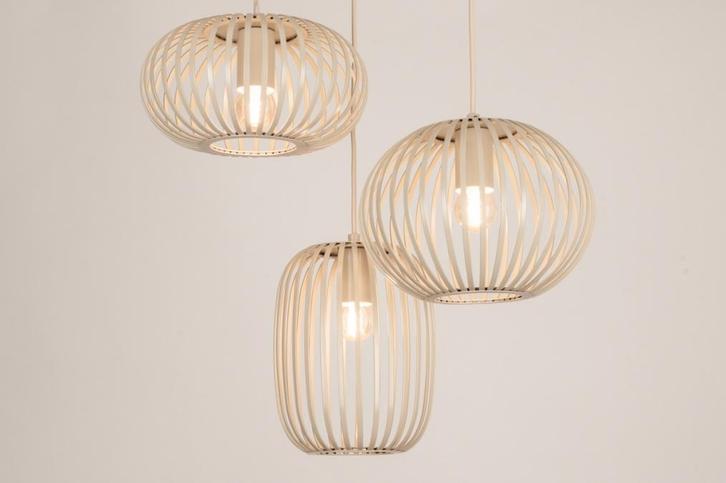Rietveld Hanglampen - Beige, Zand - Metaal, Huis en Inrichting, Lampen | Hanglampen, Verzenden