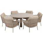 Donato Sardinia low dining set 7 delig 160 cm rond keramiek, Tuin en Terras, Ophalen of Verzenden, Nieuw