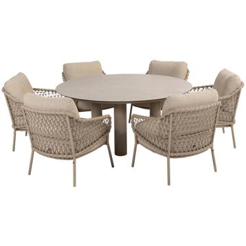 Donato Sardinia low dining set 7 delig 160 cm rond keramiek beschikbaar voor biedingen
