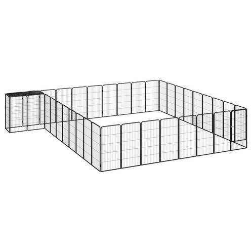 Hondenkennel 38 panelen 50x100 cm gepoedercoat staal zwart, Dieren en Toebehoren, Hondenhokken, Nieuw, Verzenden