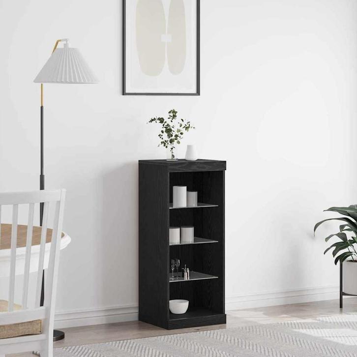 vidaXL Dressoir Zwart eiken 41 x 37 x 100 cm Bewerkt hout, Huis en Inrichting, Kasten | Dressoirs, Nieuw, Minder dan 50 cm, Overige houtsoorten