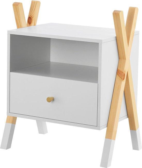 2dekans | Houten Nachtkastje / Kindernachtkastje Jamie - Wit, Kinderen en Baby's, Kinderkamer | Bedden, Zo goed als nieuw, Ophalen of Verzenden
