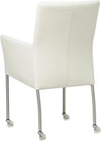 Gebroken witte leren moderne eetkamerstoel - met armleuning, Huis en Inrichting, Stoelen, Overige kleuren, Nieuw, Leer, Ophalen of Verzenden