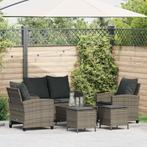 vidaXL 6-delige Loungeset met kussens poly rattan grijs, Tuin en Terras, Verzenden, Nieuw, Rotan, Loungeset
