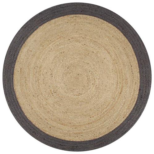 vidaXL Vloerkleed handgemaakt met donkergrijze rand 90 cm, Huis en Inrichting, Stoffering | Tapijten en Kleden, Grijs, Nieuw, Verzenden