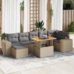 vidaXL 8-delige Loungeset met kussens poly rattan beige, Verzenden, Nieuw, Rotan, Loungeset