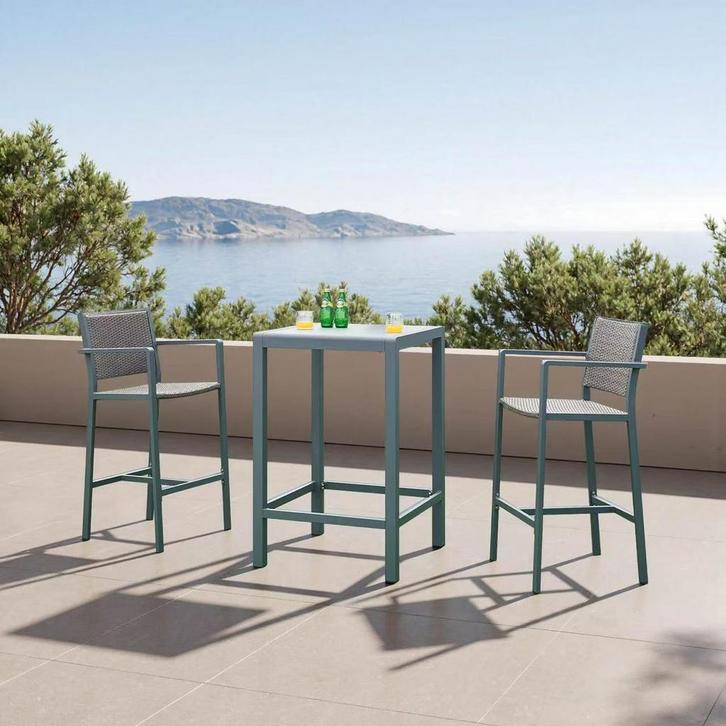 Tuinbarset Avise 3-delig bartafel met barkrukken antraciet e, Tuin en Terras, Tuinsets en Loungesets, Verzenden