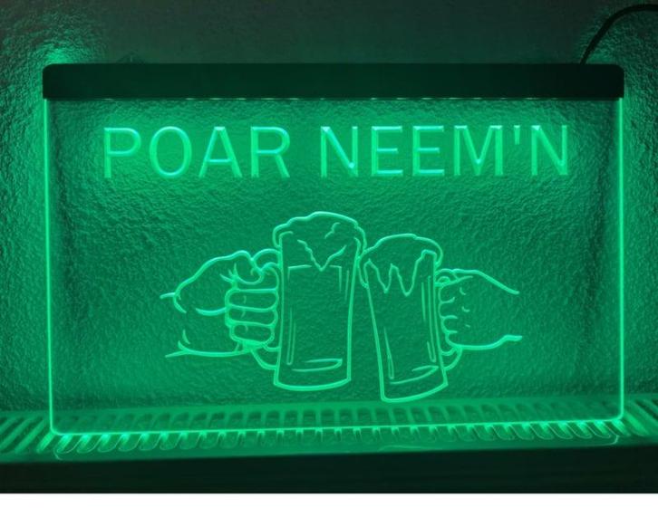 Poar neemn bier neon bord lamp verlichting reclame lichtbak, Verzamelen, Merken en Reclamevoorwerpen, Nieuw, Verzenden