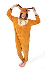 Onesie Rendier Pak L-XL Rendierenpak Kostuum Bruin Eland Her, Maat 52/54 (L), Carnaval, Nieuw, Ophalen of Verzenden