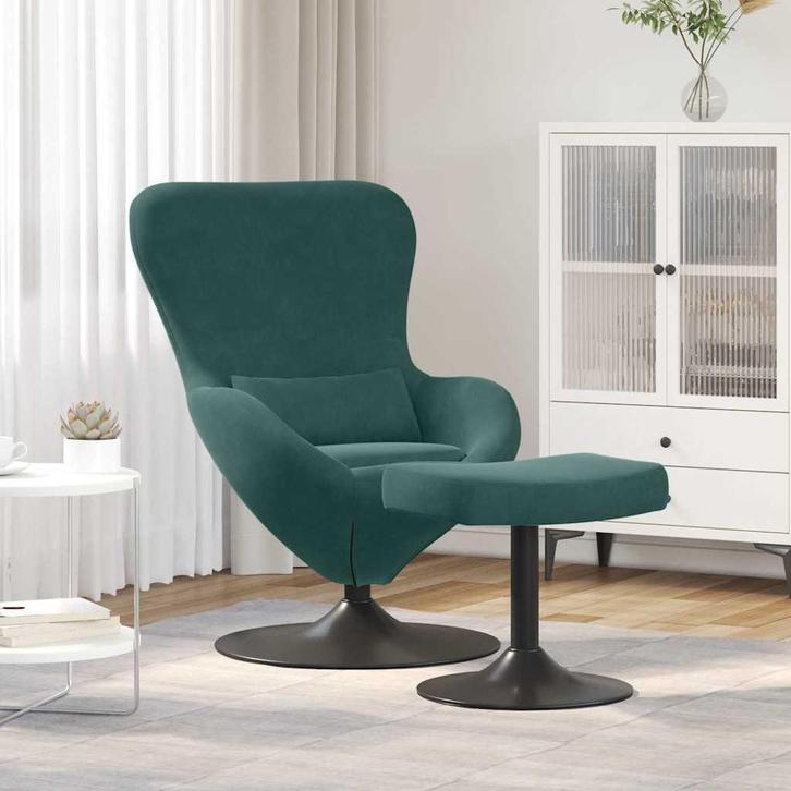 vidaXL Egg Chair met Voetsteun Donkergroen 63 x 73 x 90 cm, Huis en Inrichting, Fauteuils, Nieuw, Verzenden