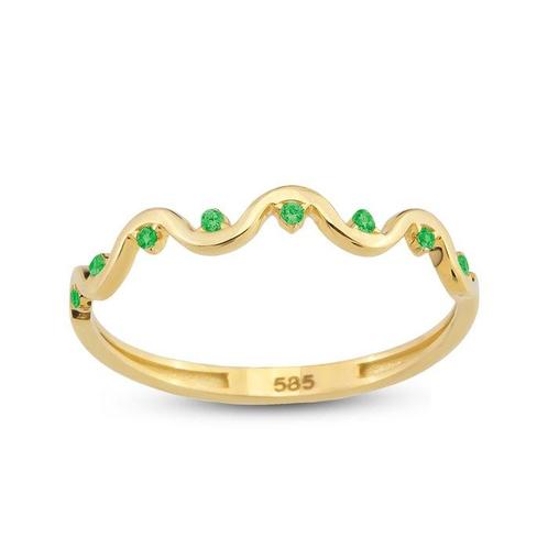 Zonder Minimumprijs - Ring - 14 karaat Geel goud Smaragd, Sieraden, Tassen en Uiterlijk, Ringen