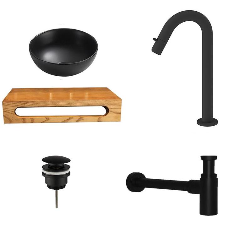 Sani Royal Fontein Waskom Keramiek Zwart met, Tuin en Terras, Waterpartijen en Fonteinen