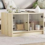 vidaXL Salontafel met glazen deuren 68x50x42 cm sonoma, 50 tot 100 cm, Verzenden, Nieuw, 50 tot 100 cm