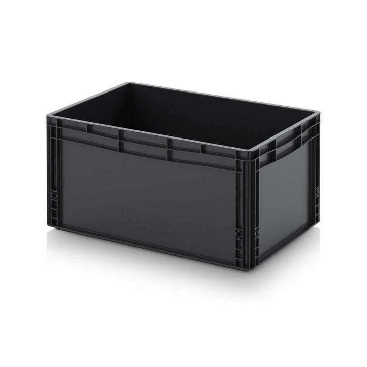Stapelbak, 600x400x320 mm, euronorm, ESD, zwart pp, gebruikt, Doe-het-zelf en Verbouw, Kratten en Dozen, 40 tot 60 cm, 50 tot 75 cm