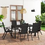 vidaXL 7-delige Tuinset zwart, Tuin en Terras, Nieuw, Tuinset, 7 zitplaatsen, Verzenden