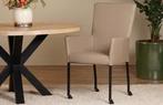 Leren eetkamerstoelen met wieltjes, Huis en Inrichting, Ophalen of Verzenden, Nieuw, Leer