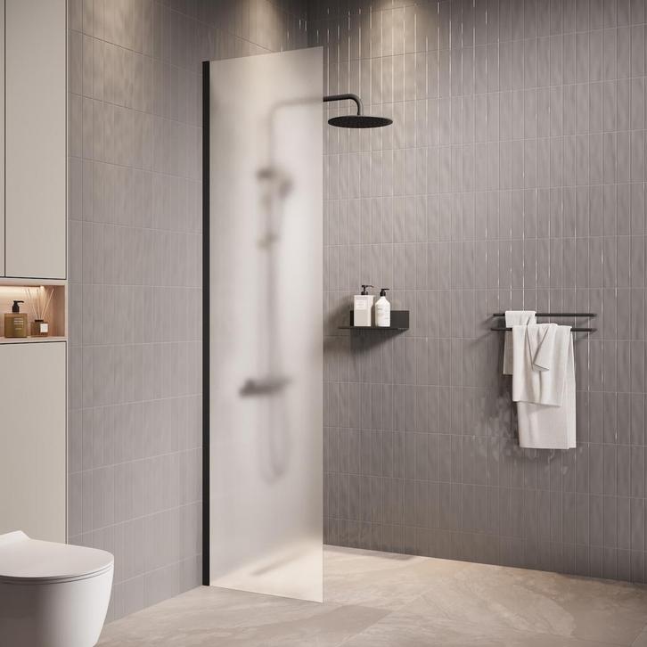 Douchewand Florida 40 x 200 cm Zwart – Inloopdouche 8 mm, Doe-het-zelf en Verbouw, Sanitair, Nieuw, Douche, Verzenden