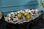 Decoratieve kom GINKGO LEAFS 50cm zilver handgemaakt metaal, Ophalen of Verzenden, Nieuw