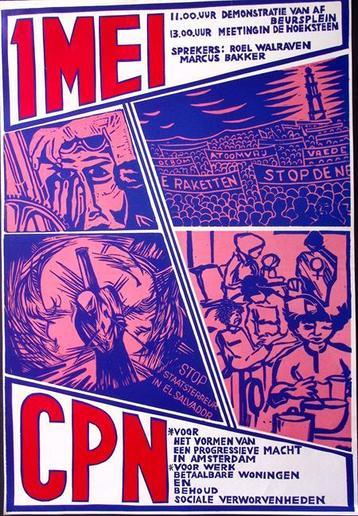 Poster voor een 1 Mei demonstratie CPN (lijst optie) beschikbaar voor biedingen