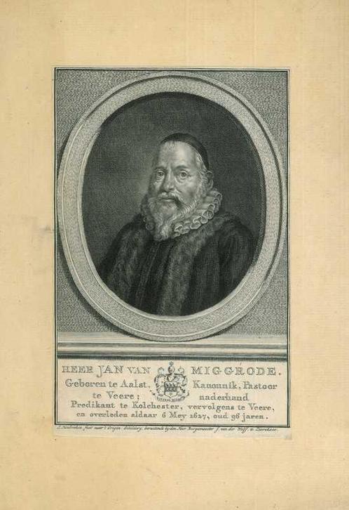 Portrait of Johannes van Miggrode, Antiek en Kunst, Kunst | Etsen en Gravures