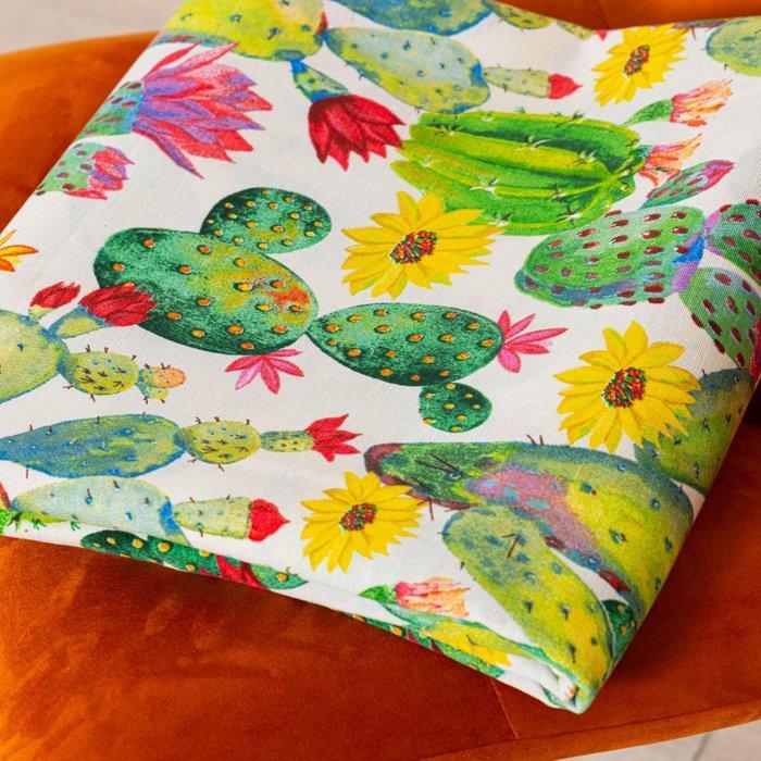 Decoratief Stoffen - Interieur - Cactus & Bloemen -, Antiek en Kunst, Antiek | Kleden en Textiel
