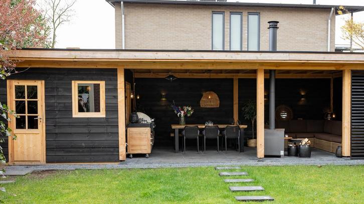 Douglas plat dak met schuur 1100x300cm Zeeland, Tuin en Terras, Overkappingen, Ophalen of Verzenden