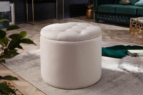 Elegante kruk MODERN BAROK 50 cm champagne fluwelen, Huis en Inrichting, Banken | Voetenbanken en Poefen, Ophalen of Verzenden