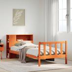 vidaXL Bed met boekenkast zonder matras grenenhout wasbruin, Verzenden, Nieuw, Bruin, Hout