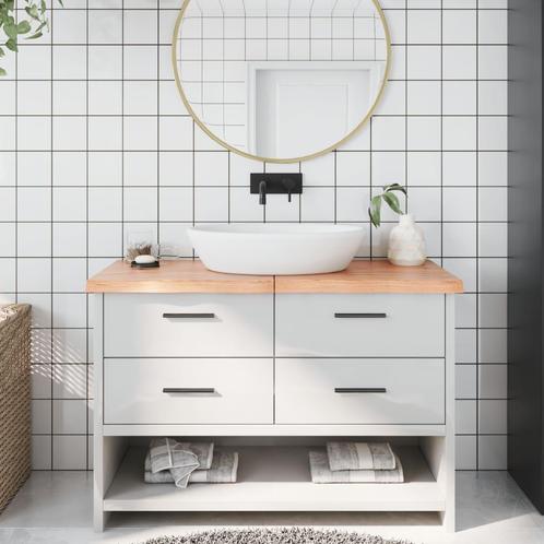vidaXL Wastafelblad 120x40x(2-4) cm behandeld massief hout, Huis en Inrichting, Keuken | Keukenelementen, Bruin, Nieuw, Verzenden