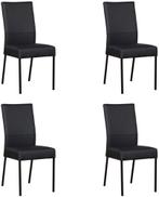 Set van 4 Donkerblauwe leren moderne eetkamerstoelen - poot, Huis en Inrichting, Stoelen, Overige kleuren, Nieuw, Leer, Ophalen of Verzenden