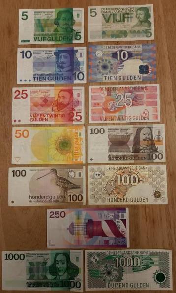 Complete set 5 gulden t/m 1000 gulden (13 stuks) beschikbaar voor biedingen