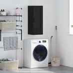 vidaXL Wandkast Zwart Eiken 34,5 x 34 x 90 cm Bewerkt hout, Huis en Inrichting, Kasten | Buffetkasten, Minder dan 50 cm, Verzenden