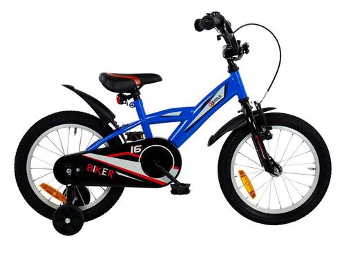 2Cycle Biker - Blauw - Jongensfiets 4 tot 6 jaar, Fietsen en Brommers, Fietsen | Jongens, 16 inch, Nieuw, Verzenden
