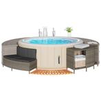 vidaXL Hottub-ombouw poly rattan massief acaciahout grijs, Tuin en Terras, Verzenden, Nieuw