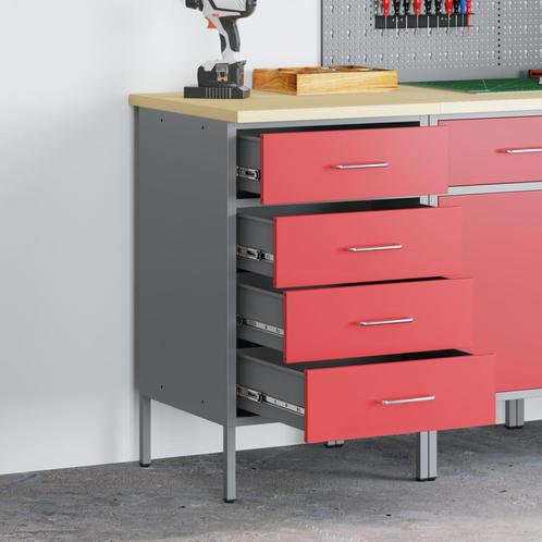 vidaXL Werkbank Rood en grijs 50 x 55 x 85 cm Poedergecoat, Doe-het-zelf en Verbouw, Werkbanken, Nieuw, Verzenden