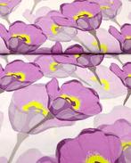 Viscose Bloemen Lila/Wit, Hobby en Vrije tijd, Stoffen en Lappen, Nieuw, Wit