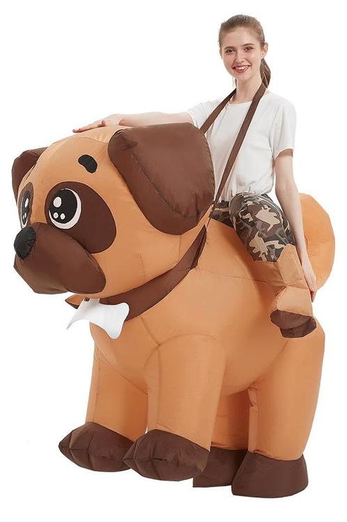 KIMU® Opblaas Kostuum Zittend Op Hond Opblaasbaar Pak Honden, Kleding | Heren, Carnavalskleding en Feestkleding, Kleding, Nieuw