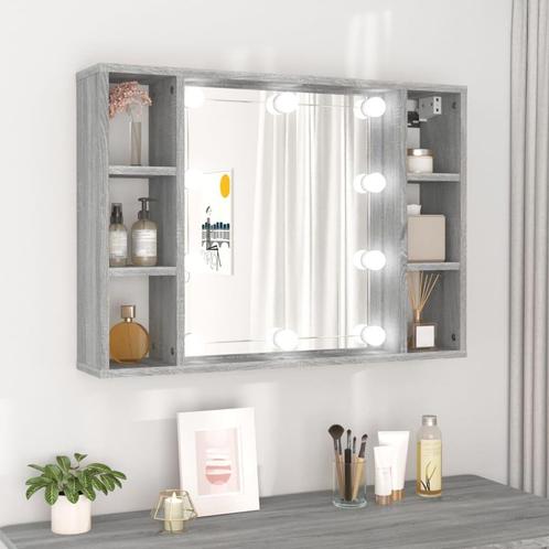 vidaXL Spiegelkast met LED-verlichting 76x15x55 cm grijs, Huis en Inrichting, Kasten | Overige, Nieuw, Verzenden
