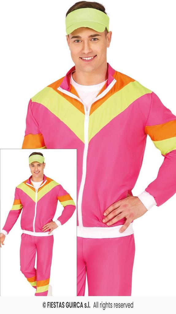 Neon Trainingspak Heren Roze, Hobby en Vrije tijd, Feestartikelen, Feestartikel, Nieuw, Verzenden
