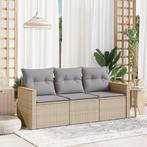 vidaXL 3-delige Loungeset met kussens poly rattan gemengd, Tuin en Terras, Verzenden, Nieuw, Rotan, Loungeset