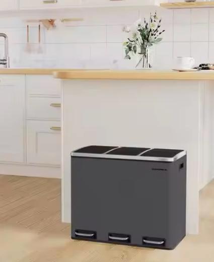 Prullenbak 3×18L – Softclose Pedaalemmer met Compartimenten, Huis en Inrichting, Woonaccessoires | Prullenbakken, Nieuw, Verzenden