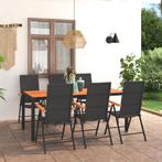 vidaXL 7-delige Tuinset zwart en bruin, Nieuw, Tuinset, 7 zitplaatsen, Verzenden
