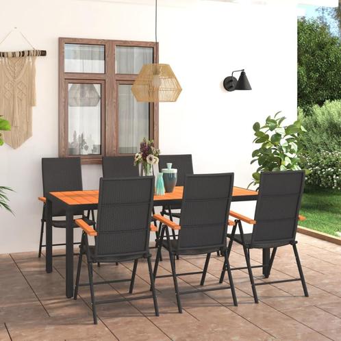 vidaXL 7-delige Tuinset zwart en bruin, Tuin en Terras, Tuinsets en Loungesets, Tuinset, Nieuw, 7 zitplaatsen, Rotan, Verzenden