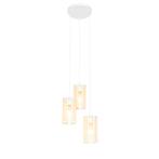 Oosterse hanglamp wit met rotan 3-lichts rond - Akira, Huis en Inrichting, Nieuw, Overige materialen, Retro, 75 cm of meer